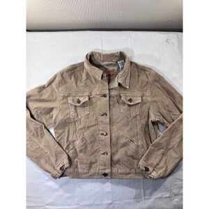 Levi Strauss Signature Womens Corduroy Trucker Jacket Tan Misses L 12 14